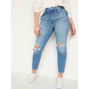 Old Navy OG Straight High Rise Jeans What a Dahlia Ripped Size 12